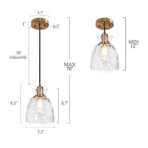 Glass Kitchen Pendant Lights, Dome Kitchen, Light Waterfall, Lighting Dining Room, Simple Pendant Light, Clear Glass Pendant Light, Gold Lamp, Single Pendant Lighting, Dining Lighting