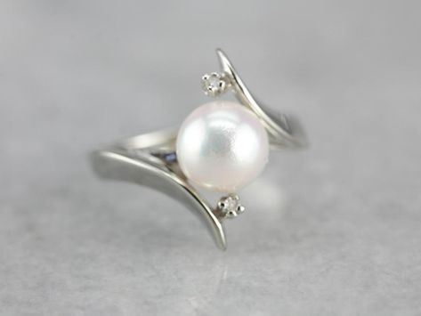 Pearl Jewelry | Antique, Vintage, Modern Pearl Ring Designs Silver, Pearl Ring Designs Unique, Pearl Rings In Gold, Ring Pearl Modern, Pearl Ring Design, Pearl Cocktail Ring, Rings Pearl, Pearl Rings Vintage, White Pearl Ring