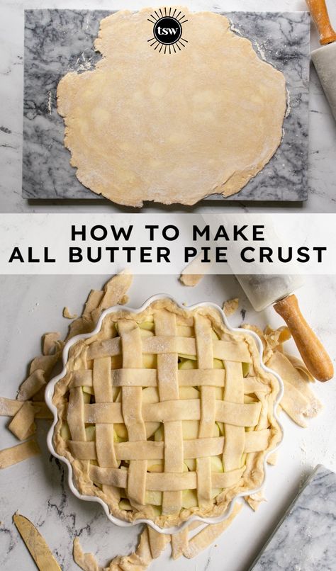 How To Make All Butter Pie Crust - The Schmidty Wife Deep Dish Pie Crust Recipe, Pie Crust Recipe Butter, Pie Crust With Butter, Veg Pie, Best Pie Crust Recipe, Butter Pie Crust, All Butter Pie Crust, Baking Pies, Easy Pie Crust