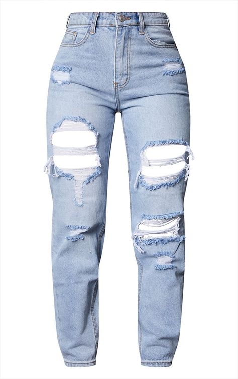 Cute Ripped Jeans, Light Wash Ripped Jeans, Blue Mom Jeans, Womens Ripped Jeans, Rip Mom, Black Mom Jeans, Ripped Mom Jeans, Blue Ripped Jeans, Mom Jean