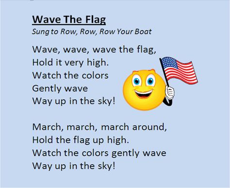 Wave the Flag Song Fourth Of July Songs, Veterans Day Songs, 4th Of July Songs, Summer Crafts For Toddlers, 4th Of July Theme, Fourth Of July Crafts For Kids, Fourth Of July Crafts, America Theme, Circle Time Songs