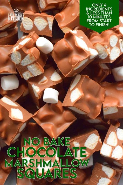 No Bake Chocolate Marshmallow Squares - Lord Byron's Kitchen Chocolate Marshmallow Squares, Marshmallow Squares, Budget Desserts, Marshmallow Desserts, Chocolate Marshmallow Cookies, Cookie Cups Recipe, Christmas Baking Cookies, Fun Thanksgiving Desserts, Baking 101