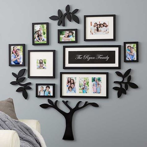 Personalized Wall Plaques & Signs | Personalization Mall Tree With Pictures, Family Tree Picture Frames, Family Tree With Pictures, Family Pictures On Wall, Family Tree Photo, Black Bed, Family Photo Wall, Family Wall Decor, Personalised Family Tree