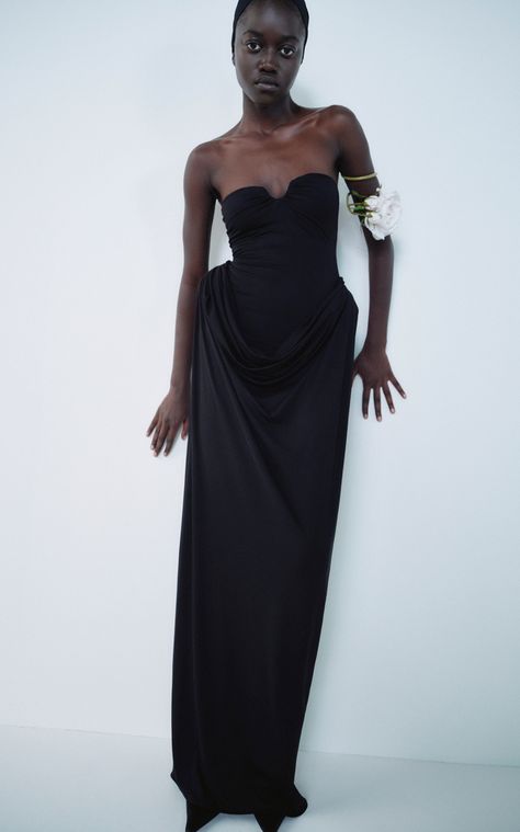 Magda Butrym Dresses, Maxi Dress Collection, Drape Maxi Dress, Strapless Bustier, Magda Butrym, Gowns Of Elegance, Black Maxi, Guest Outfit, Stylish Fashion