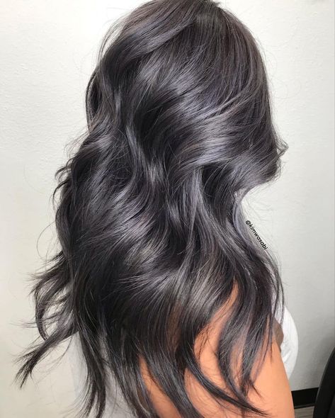 Gunmetal Hair Color, Dark Ash Hair Color, Beautiful Hairstyles For Long Hair, Dark Grey Hair Color, Smokey Hair, Charcoal Hair, Most Beautiful Hairstyles, Dark Grey Hair, Ashy Hair