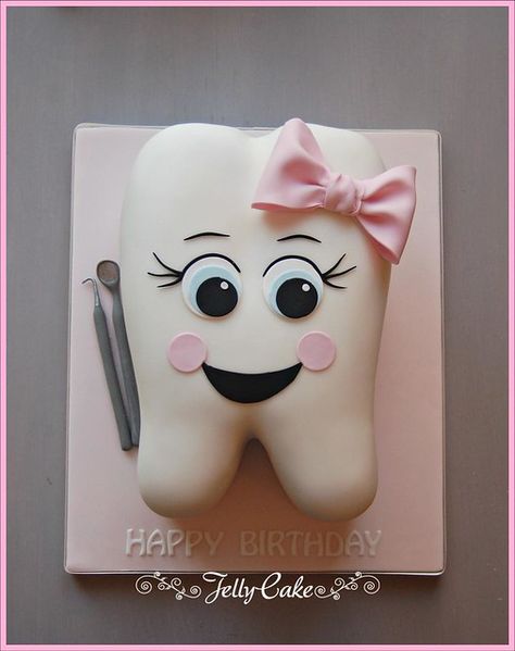 First Teeth Cake Ideas, Baby First Cake, Dental Cake, Shaped Birthday Cake, Dentist Cake, Cake Designs For Kids, 12th Birthday Cake, Tooth Cake, Cinderella Cake