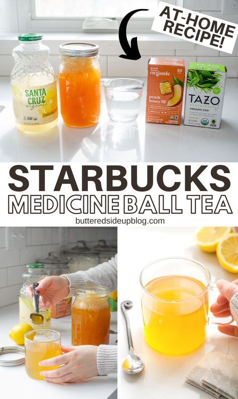 Starbucks Medicine Ball Tea, Starbucks Medicine Ball Recipe, Medicine Ball Tea, Starbucks Medicine Ball, Homemade Starbucks, Organic Lemonade, Smoothies Vegan, Herbal Teas Recipes, Cold Sores Remedies