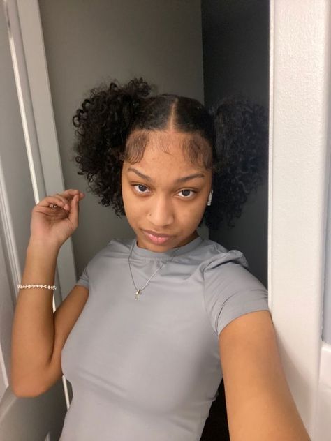 Neck Length Curly Hairstyles For Black Women, Two Ponytail Natural Hair, Easy Natural Hair Styles Short Hair, Baddie Natural Hairstyles Short, Naurtal Hairstyles, Short Nature Hairstyles For Black Women, Two Puffs Natural Hair Hairstyles Short, Natural Hairstyles For Natural Hair, Natural Hairstyles For Short Curly Hair