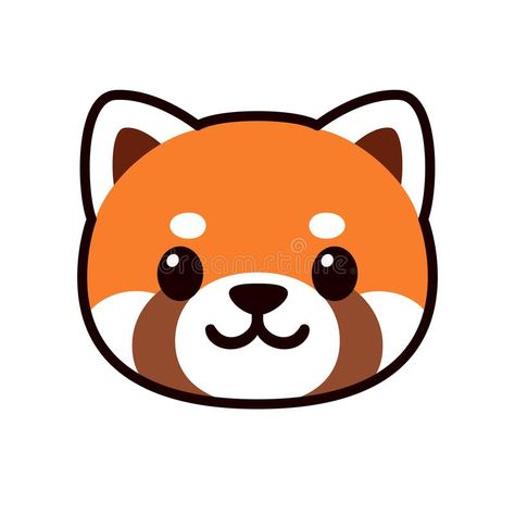 Cute cartoon Red Panda face. Drawing. Kawaii icon or logo, vector clip art illustration stock illustration Simple Red Panda Drawing, Kawaii Vector Illustration, Red Panda Face Drawing, Red Panda Nail Art, Red Panda Painting Easy, Red Panda Cartoon Drawing, Red Panda Nails, Red Panda Clipart, Chibi Red Panda