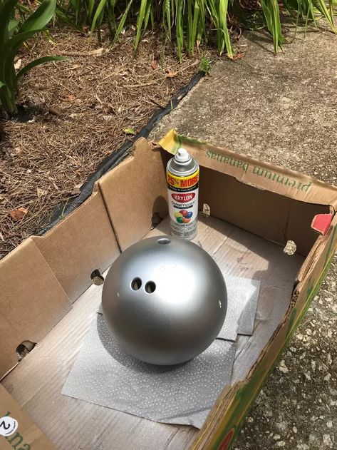 Update Your Garden With A Little Glitz! | Hometalk Bowling Ball Garden, Bowling Ball Yard Art, Bowling Ball Art, Silver Metallic Paint, Garden Globes, Backyard Playhouse, Gazing Ball, Acer Palmatum, Blanket Diy