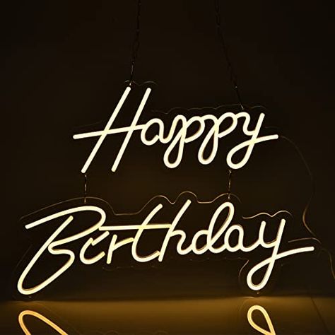 Happy Birthday Large Neon Sign for Wall Decor, with Dimmable Switch, Reusable Happy Birthday Neon Light Sign for All Birthday Party Decoration, Size-Happy 16 x 8inch, Birthday 23 X 8inch (Warm White) : Amazon.ca: Tools & Home Improvement Happy Birthday Neon Light, Happy Birthday Neon, Happy Signs, Shimmer Wall, Cute Signs, Birthday Party Decoration, Light Sign, Neon Light Signs, Sign Lighting