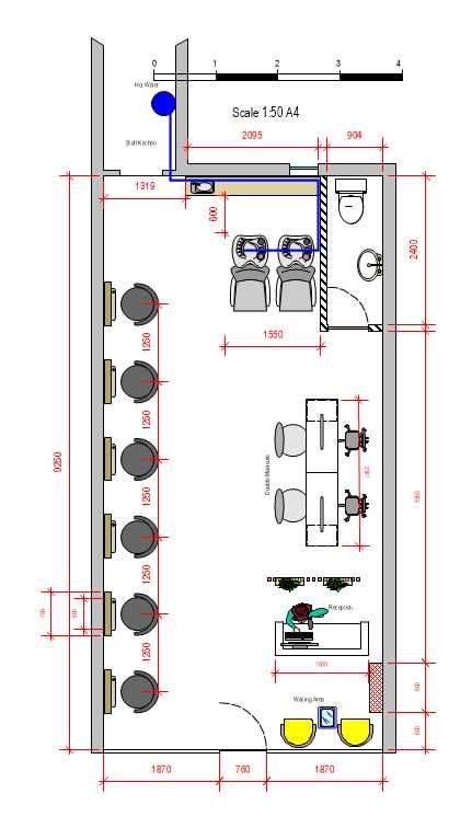 2D interior salon floor plan showing the ideal layout for a small beauty hairdressing salon.  Contact for more ++447415336002 #design #beauty #salonideas #salon #interior design Interior Design For Hair Salon, Wallpaper For Beauty Salon, Beauty Salon Floor Plan Small, Salon Architecture Design, Small Hairdressing Salon Interior Design, 900 Sq Ft Salon Layout, Small Salon Floor Plan, Trendy Salon Interior, Salon Blueprint Layout