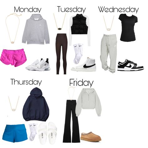 Fits Of The Week Preppy, Outfit Ideas For School Week, Outfits For The Week Winter, Weekly Outfit Planner For School, Outfits For Finals Week, Cute Winter Outfits For School Cold Weather Preppy, Week Of Outfits For School, Outfits For The Week School, Outfits For Each Day Of The Week