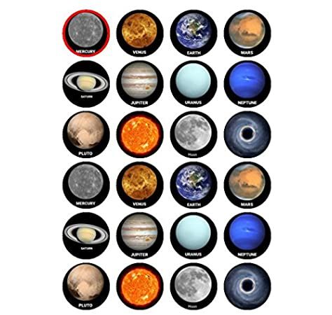 24 Cake Toppers 4cm On Icing - ND1 Solar System Planets Space: Amazon.co.uk: Kitchen & Home Space Cupcakes, Rocket Cake, Planet Party, Wafer Paper Cake, Solar System Planets, White Icing, Scrapbook Stickers Printable, Stickers Printable, Paper Cake