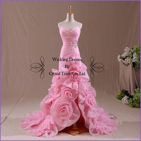 2014 New Aline wedding dress bridal dress Pink by etelement, $268.99 Strapless Organza, Chapel Train Wedding Dress, Quince Decorations, Pink Wedding Dress, Pink Wedding Dresses, Wedding Dresses Strapless, Wedding Dresses For Sale, Cheap Wedding Dress, Lovely Dresses