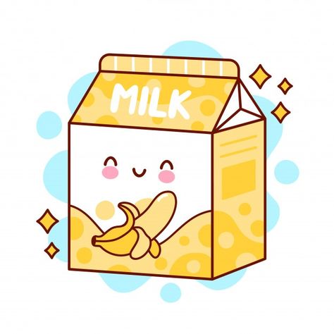 Cute happy funny flavored banana milk | Premium Vector #Freepik #vector #design #box #character #cartoon Milk Drawing, Box Character, Milk Art, Milk Box, Design Box, Cute Kawaii Animals, Banana Milk, Happy Funny, Cute Food Drawings