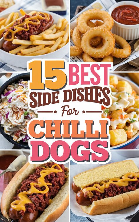 15 Mouthwatering Side Dishes to Serve With Chilli Dogs 🌭🔥 #ChilliDog #SideDishes #Yummy Side Dishes For Corn Dogs, Sides For Chili Dogs, Side Dishes For Hot Dogs, Sides For Hot Dogs, Cheesy Potato Wedges, Serve With Chili, Chili Sides, Grilled Vegetable Skewers, Chilli Dogs