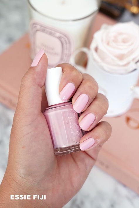 Essie Fiji Nail Polish swatch Funny Nail Art, Pink Nail Polish Colors, Essie Pink Nail Polish, Nails Ideas Long, Light Pink Nail Polish, Pink Nails Ideas, Pale Pink Nails, Soft Pink Nails, Pink Nail Art Designs