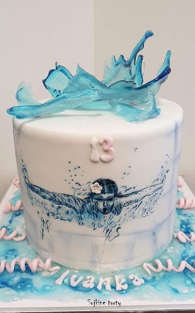 Swimming Cupcakes, Swimmer Cake, Swimming Pool Cake, Ocean Birthday Cakes, Swimming Cake, Sports Themed Cakes, Boat Cake, Pool Cake, 12th Birthday Cake