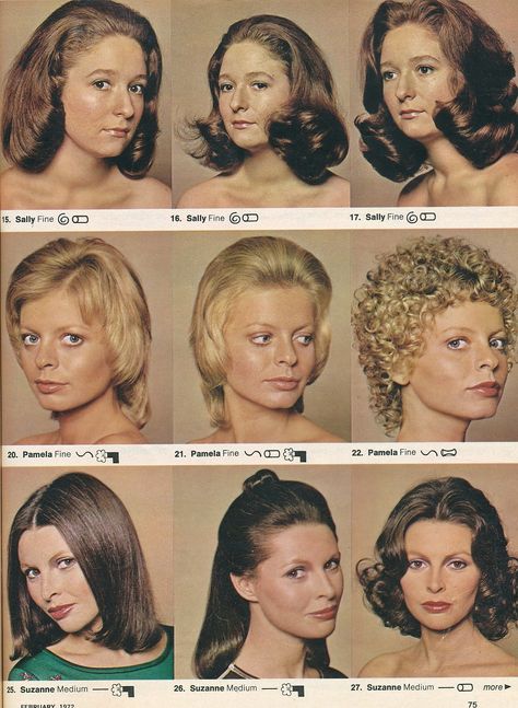 How to do many late 1960s / early 1970s hairdos. Early 1970s Hairstyles, Late 1960s Hair, 1970s Short Hair Women, Early 70s Hair, 60s Womens Hair, Late 70s Hair, Late 60s Hair, 70 Hairstyles 1970s, 70s Short Hairstyles