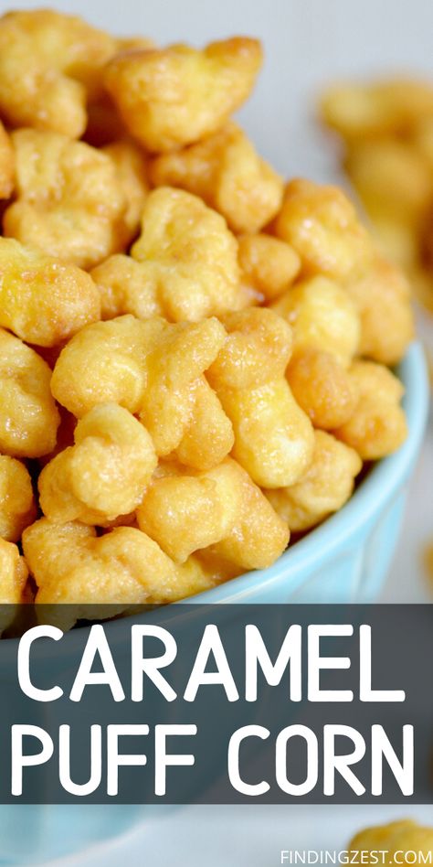 Caramel Puff Corn Recipe, Carmel Corn Recipe, Caramel Puffed Corn Recipe, Puffed Corn Recipes, Caramel Puff Corn, Puff Corn, Popcorn Recipes Easy, Caramel Corn Recipes, Corn Puffs