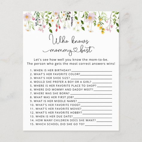 Watercolor Who knows mommy best baby shower game Editable Blank Baby Shower Decorations Neutral, Baby Buns, Floral Minimalist, Who Knows Mommy Best, Mommy To Be, Watercolor Greenery, Perfect Baby Shower, Cute Games, Baby Shower Game