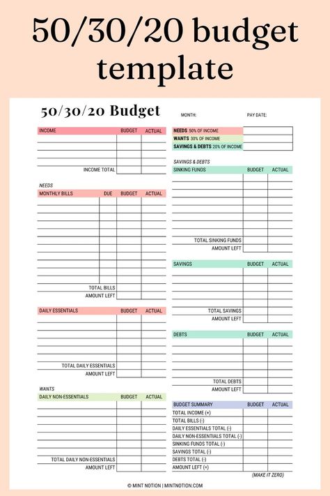 50/30/20 Budget Rule: How to Make a Realistic Budget Budget Rule, 50 30 20 Budget, Budget Planner Free, Saving Money Chart, Budget Sheet, خريطة ذهنية, Money Chart, Money Planner, Money Saving Methods