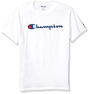 Champion Men's Classic Jersey Script T-Shirt White Small Crop Top Men, Champion Clothing, Happy Shirt, Script Logo, Champion Hoodie, Trending Tshirts, Mens Crew Neck, Jersey Tee, Large Fashion