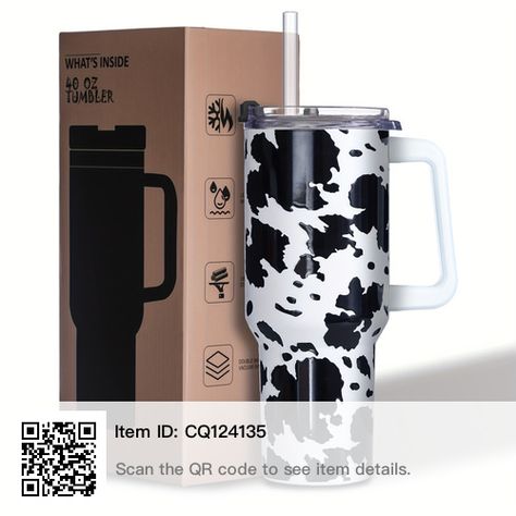 Cow Print Birthday, Cow Print Tumbler, Post Workout Protein Shakes, 40 Oz Tumbler With Handle, Coffee Mug With Lid, Iced Latte, Tumbler With Handle, Flamingo Print, Thermos Bottle