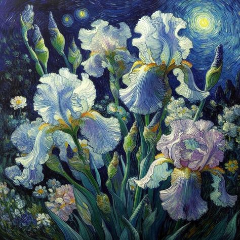 Irises Van Gogh Style Digital Art - Gareth Parkes Irises Van Gogh, Van Gogh Iris, Van Gogh Famous Paintings, Van Gogh Style, Van Gogh Irises, Animal Action, Simple Phone Wallpapers, Artist Palette, Irises