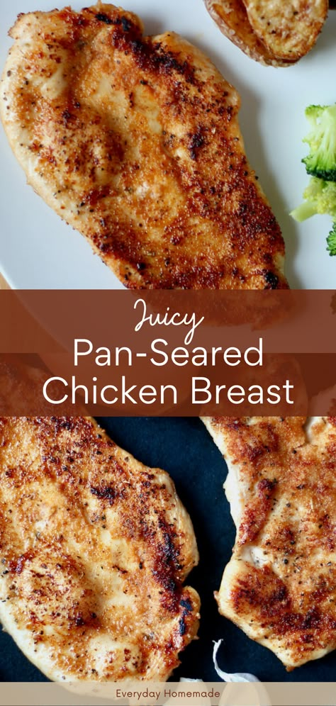 Discover the secret to Juicy Pan-Seared Chicken Breast – the best recipe for a perfect weeknight dinner! Master the art of stovetop cooking with this easy, how-to guide. Achieve the ideal balance of tender and moist in every bite with boneless, skinless chicken breasts expertly seared in a skillet. Elevate your dinner ideas with this simple yet flavorful option that promises a healthy and satisfying meal. Pan Cooked Chicken Breast, Iron Skillet Chicken Breast, Cast Iron Skillet Chicken Breast, Pan Seared Chicken Breast Recipes, Fried Boneless Chicken Breast, Skillet Chicken Breast, Boneless Chicken Breast Recipes Easy, Sliced Chicken Breast Recipes, Iron Skillet Chicken