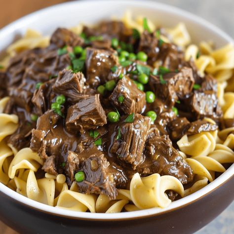 Here's a cozy and comforting recipe for Crockpot Beef Weekend Comfort Food, Beef Tips Noodles, Tender Beef Tips, Beef And Noodles Crockpot, Slow Cooker Beef Tips, Crockpot Beef Tips, Buttery Noodles, Beef Tips And Noodles, Crock Pot Beef Tips