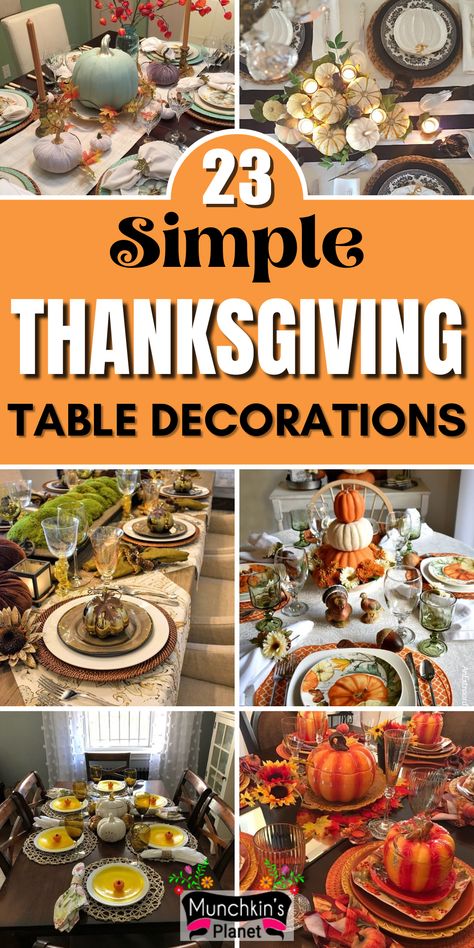 Simple Thanksgiving Table Decoration Ideas Thanksgiving Table Settings Diy, Simple Thanksgiving Table Decor, Elegant Thanksgiving Table, Thanksgiving Table Centerpieces, Thanksgiving Table Decor Ideas, Thanksgiving Table Settings Simple, Simple Thanksgiving Table, Thanksgiving Table Setting, Place Settings Thanksgiving