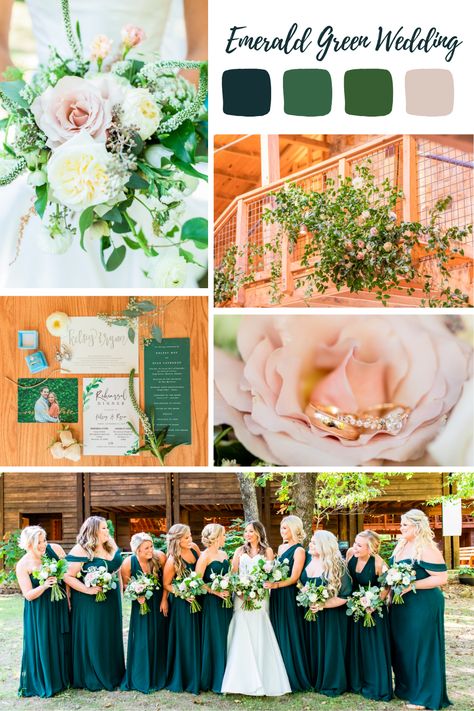 Emerald Green Weddings Spring, Hunter Green Wedding Flowers, Forest Green Spring Wedding, Flowers For Green Wedding, Emerald Sage And Champagne Wedding, Hunter Green And Light Pink Wedding, Hunter Green And Peach Wedding, Hunter Green Summer Wedding, Forest Green Summer Wedding