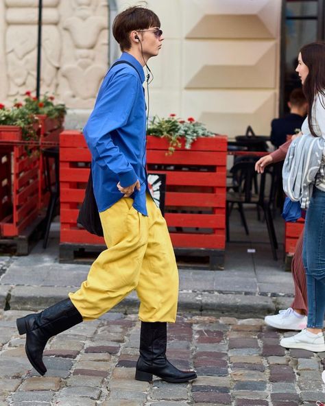 Male Street Style, Fashion Symbols, National Clothes, Blue Yellow, Parachute Pants, Make It, Ukraine, Flag, Street Style