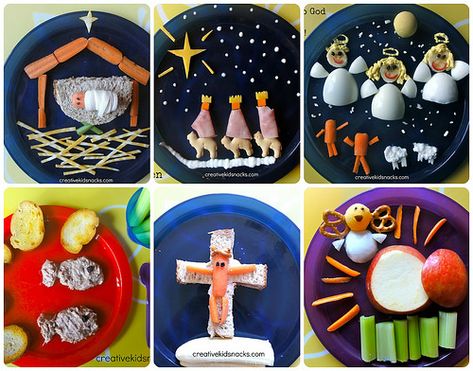 Fun Snacks to teach the kids about Jesus. Great to make during the month leading up to Easter. Sunday School Snacks, Easter Cooking, Creative Kids Snacks, Preschool Snacks, Fun Snacks For Kids, Edible Crafts, Fun Lunch, School Snacks, Christmas Snacks