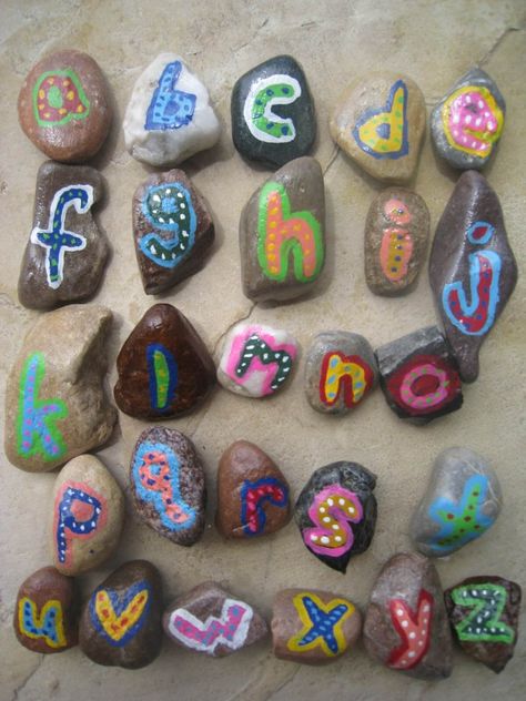 Alphabet Rock Art - Teach Beside Me Beautiful Alphabet, Teach Kids, Learning The Alphabet, Rock Painting, Rock Art, Teaching Kids, The Rock, Painted Rocks, Hands On