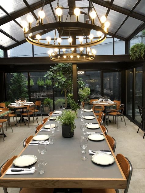 Glass Roof Patio, Brooklyn Things To Do, Retractable Glass Roof, Roof Patio, Italian Menu, Residential Pool, Retractable Roof, Outdoor Patio Space, Red Rooms