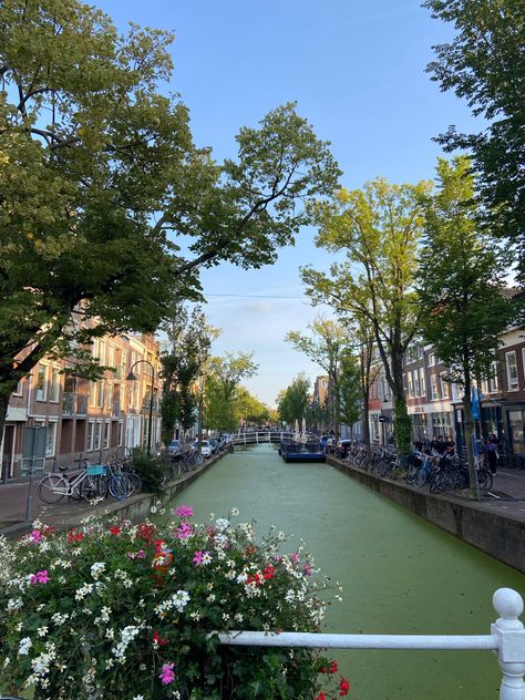 Netherlands delft olanda canale river flowers fiori landscape green spring primavera aesthetic picture instagram inspiration inspo Delft Netherlands Aesthetic, Delft Aesthetic, Primavera Aesthetic, Netherlands Aesthetic, Tu Delft, Netherlands Travel, Aesthetic Picture, Green Spring, Peaceful Life