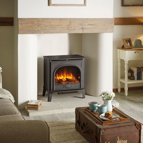 Gazco Stockton2 Electric | Ivett & Reed Small Gas Stove, Modern Woodburner, Log Burner Living Room, Freestanding Stove, Fireplace Beam, Stove Fan, Multi Fuel Stove, Stoves Range, Electric Fires