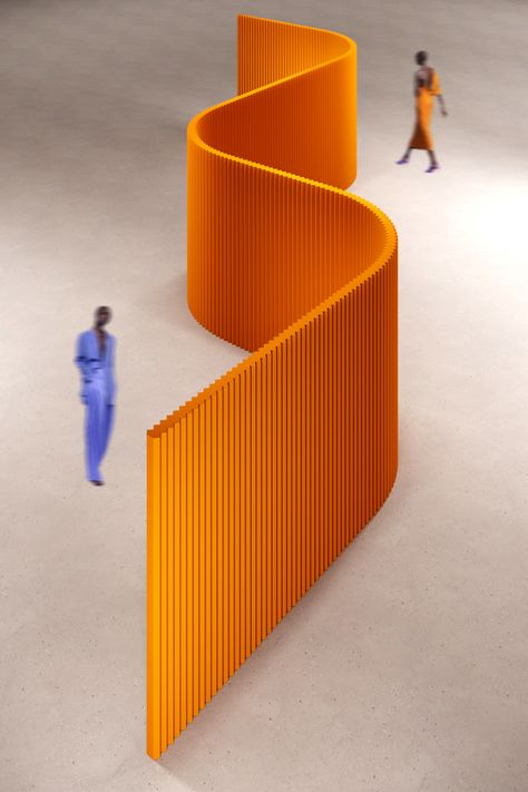 The room divider can be used as a modern backdrop for an event or performance. It is made of eco-friendly materials according to my author's technology. Can be any length, curved or linear shape. If you are planning an exhibition or event space, I will be happy to share my ideas with you! Wall Separation Ideas, Curved Partition, Law Firm Interior, Shared Room Divider Ideas, Aluminum Extrusion Design, European University, Exhibit Design Inspiration, Screen Installation, Modern Backdrop