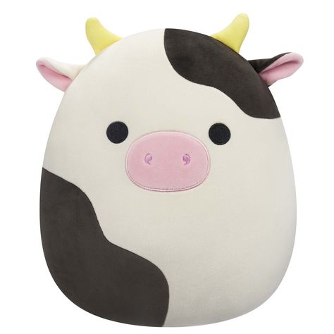 Squishmallow Collection, Cow Squishmallow, Cow Plush, Cow Colour, Black And White Cow, Cute Squishies, Bunny Suit, Blue Shark, Woody Toy Story