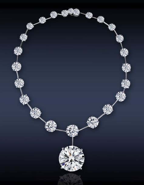 THE RIVIERA NECKLACE, Featuring a GIA Certified 54.03 carat K VS1 round brilliant cut diamond, suspended from a necklace composed of 64.16 total carats round brilliant cut diamonds, ranging in color from K-L and in clarity from VS1-SI2, beautifully mounted in platinum. Riviera Necklace, High Jewellery, Sparkle Wedding, Diamond Necklaces, Bride Accessories, Unique Diamonds, Fabulous Jewelry, Gems Jewelry, Gorgeous Jewelry