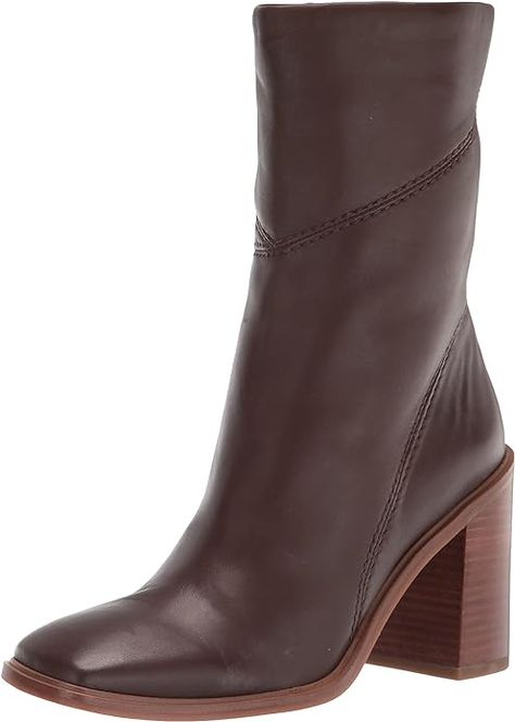 A most-loved mid-calf boot for women. These womens boots with high heels bring a chic touch to dressy and casual looks. Nappa leather, calf leather, suede or synthetic leather upper partially made from recycled materials. Side zip closure for ease. Square toe. Fashion seaming details. 7.17 inch shaft height, 9.84 inch circumference. Note: Measurements based on size 6 boot. Most Comfortable High Heels, Women Heel Boots, Brown Leather Heels, Leather Heeled Boots, Square Toe Boots, Womens Mid Calf Boots, Beautiful Boots, Calf Boots, Dark Brown Leather