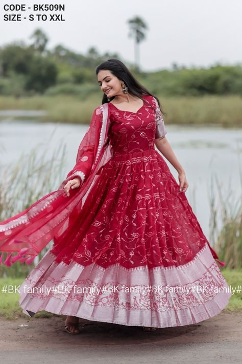 Organza Indo Western Gown With Dupatta | ₹ 3199 FREE SHIPPING IN INDIA | WATSAPP 9004688543 Frock Models, Party Wear Frocks, Long Blouse Designs, Western Gown, Long Dress Patterns, Indo Western Gown, Simple Frock Design, Lehenga Saree Design, Function Dresses