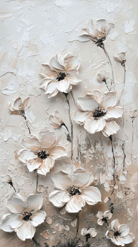 Aesthetic wallpaper flower painting pattern. | premium image by rawpixel.com / Boom Flower Painting Texture, Texture Painting Flowers, Flowers Collage Aesthetic, Wallpaper Flower Painting, Flower Painting Wallpaper, Flower Texture Painting, Aesthetic Wallpaper Flower, Peeling Paint Texture, Textured Floral Art