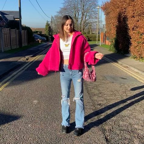 Pink Fluffy Jacket Outfit, Pink Teddy Coat Outfit, Fluffy Jacket Outfit, Pink Fluffy Jacket, Pink Teddy Coat, Fluffy Jacket, Fluffy Coat, Sherpa Coat, Pink Teddy