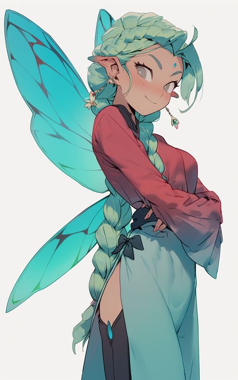 Pixie Concept Art, Dnd Sprite Art, Fairy Dnd Character Art, Dnd Pixie, Trickster Fairy, Dryad Oc, Pixie Character Design, Fae Character Design Male, Pixie Anime