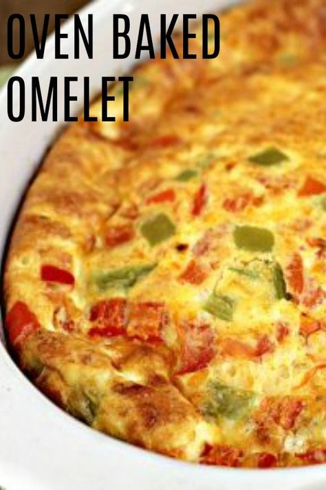 Baked Egg Omlet Recipes, Bake Omelette Recipe, Baked Omlet Recipes, Omelette Casserole Oven Baked, Baked Omelette Casserole, Baked Eggs Oven, Oven Omelette Recipe, Oven Baked Omelette, Baked Omelette Recipe