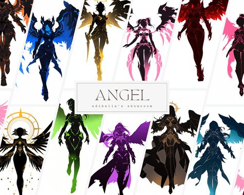 👼🌟 Embrace divine strength with our "Angel with Armor Silhouette" Clipart Bundle - Set of 12 - Digital Download - Free Commercial Use! ⚔️🎨 ���🌟 Description 🌟 Ascend to celestial realms with our "Angel with Armor Silhouette" Clipart Bundle! This captivating collection features twelve majestic illustrations showcasing angelic beings adorned in celestial armor, each meticulously crafted to embody divine strength and protection. Perfect for infusing your digital projects with a touch of heavenly p Gacha Angel Outfit, Angel Halo Design, Angelic Armor, Celestial Armor, Celestial Being, Angelic Symbols, Adoptable Oc, Angel Design, Clothing Design Sketches